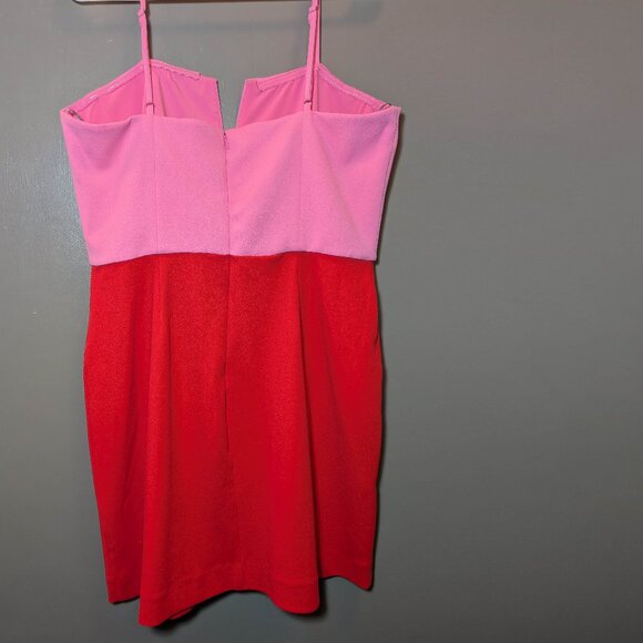 BCBG Colorblock Strapless Mini Dress in Pink and Fiery Orange, Size L - Picture 5 of 8